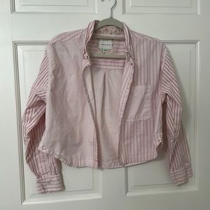 American Eagle Size small button up striped cropped shirt